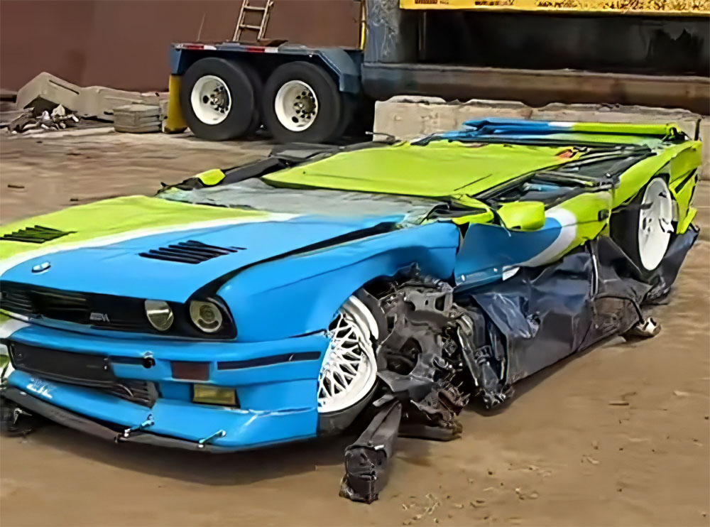 Crushed 2JZ BMW E30 M3 325 Race Car Drift After Crusher