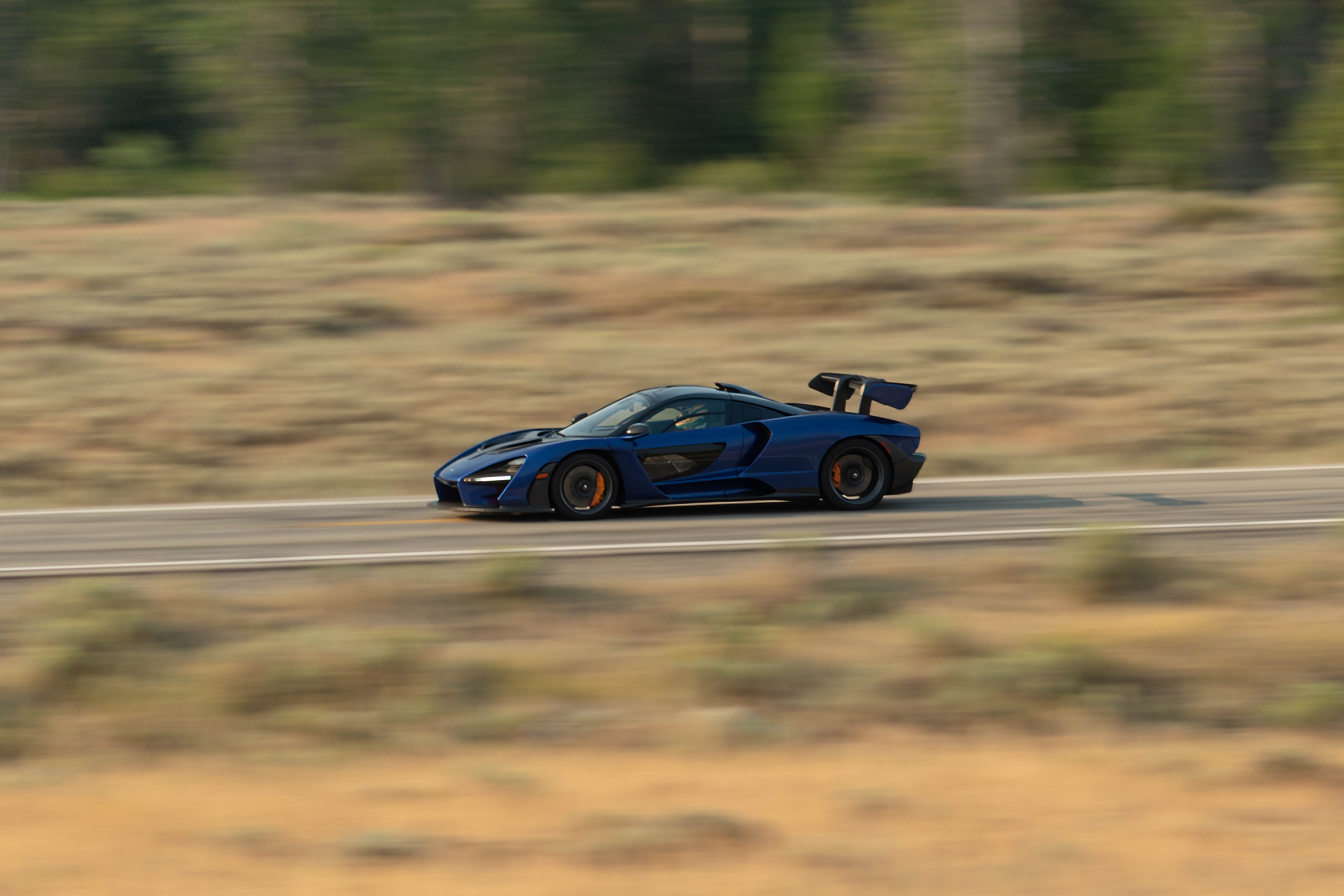 McLaren Senna speeding down higwhay road at Sun Valley Tour de Force in Idaho in 2024