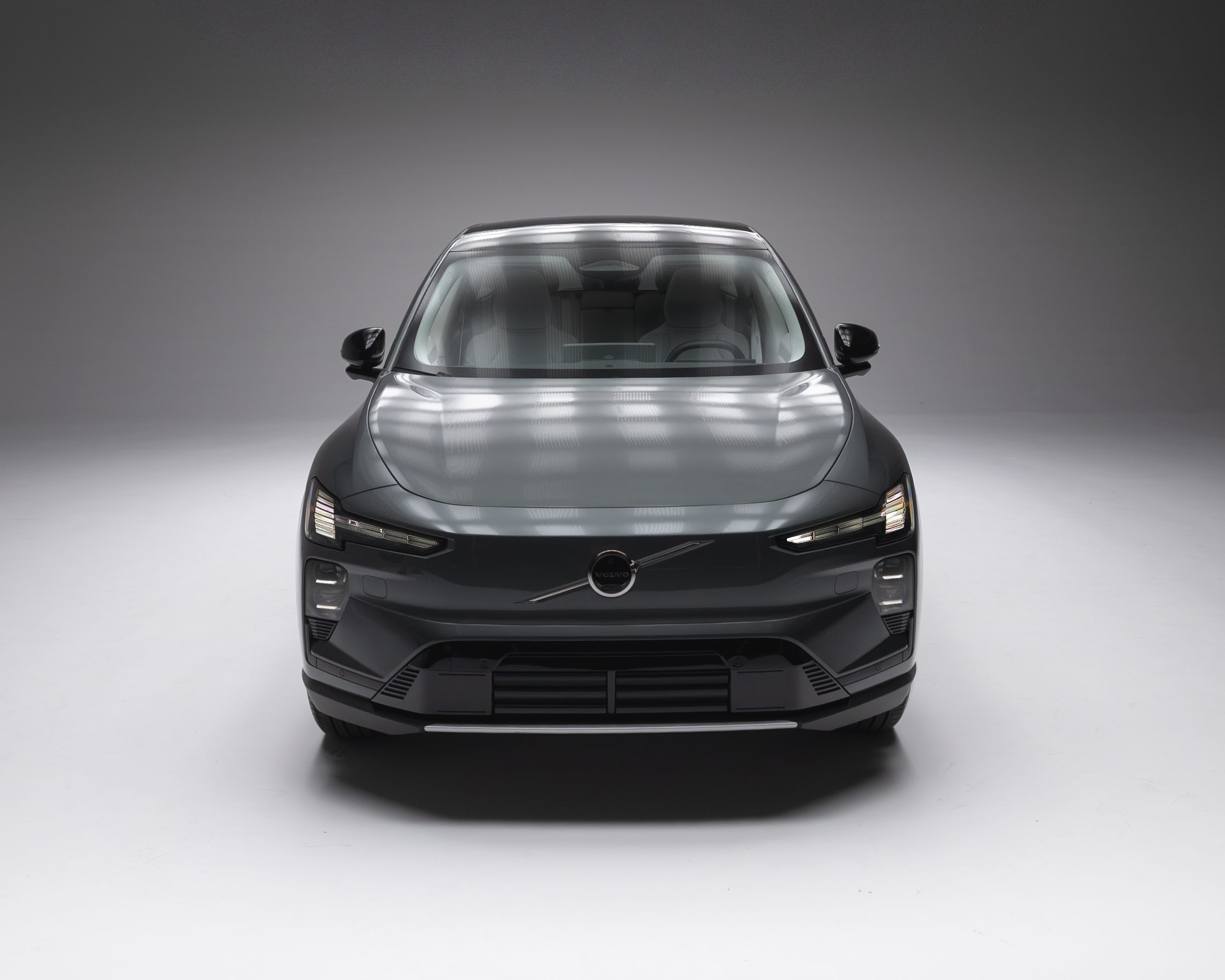 Head-on view of the 2027 2028 Volvo EX60 all-electric SUV